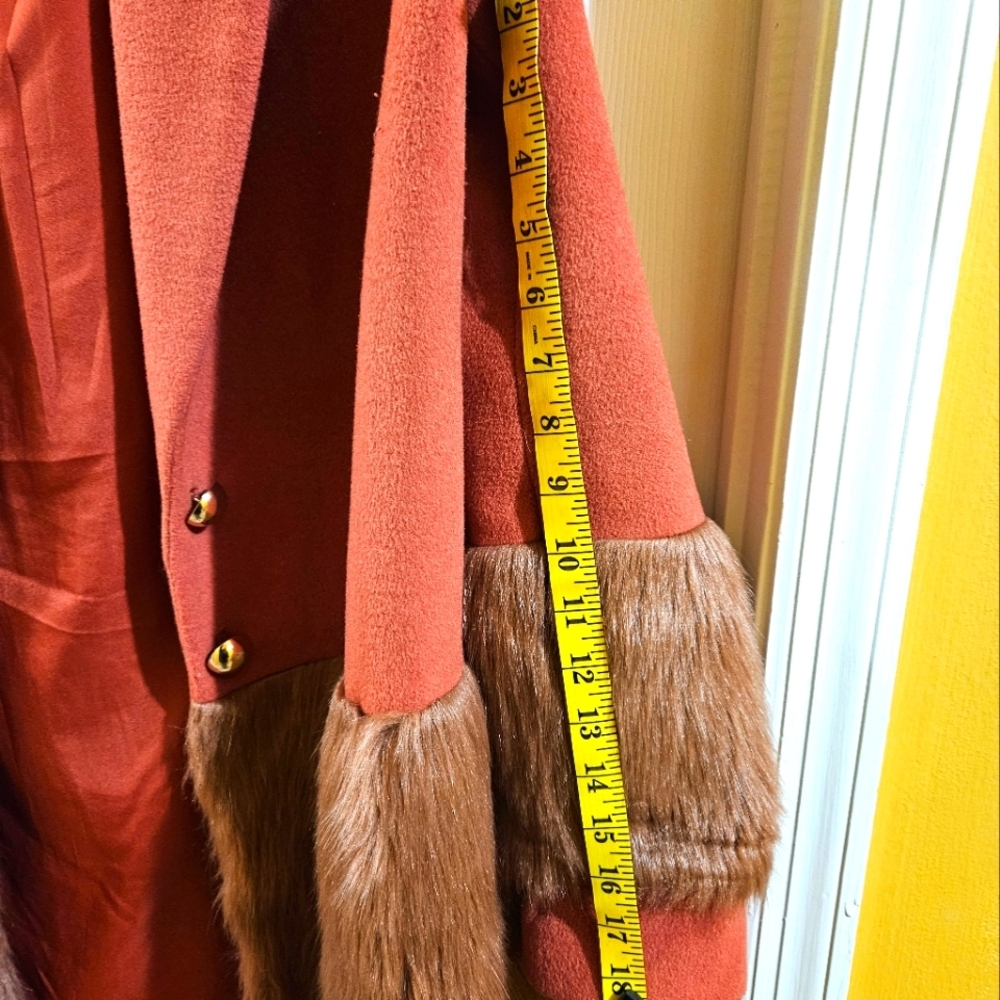 Anthropologie Keepsake Wool and Faux Fur Coat - X-Large Reddish Orange - Picture 15 of 15